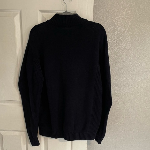 Sebastian Cooper Navy Blue Mock Neck Quarter Zip Heavyweight Knit Sweater XL - Picture 7 of 9